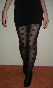 sexy Strumpfhose Pants schwarz große Punkte H&M -MUSTERFOTO- M 38 40 NEU - Bild 1 von 2