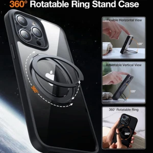 Mag Safe Magnetic Case with 360 Rotating Ring Stand For iPhone 15 14 13 Pro Max - Imagen 1 de 29