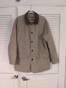 VINTAGE LL Bean Field Coat Mens Large Tan Insulated Corduroy Collar Hand Pockets - Picture 1 of 9