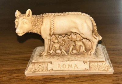  Capitoline Wolf Romulus Roma Statue Replica Roman 3" H - Image 1 of 3