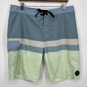 Rip Curl Swim Trunks Men's Size 34 Blue Floral Striped Drawstring - Picture 1 of 9