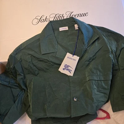 Nueva Camisa Informal Burberry Hombre $960 Grande Edición Limitada Auténtica Verde  Foto 1 de 4