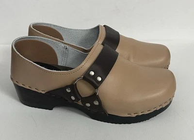 Sven Hecho en EE. UU. Arnés de Motociclista Cuero Tacón Cerrado Zuecos Para Mujer Talla 9 EU 40 Foto 1 de 4