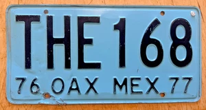 1976 1977 OAXACA MEX MEXICO MEXICAN AUTO LICENSE PLATE " THE 168 " - Imagen 1 de 1