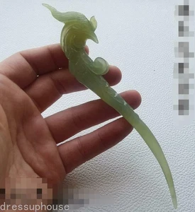 Natürlicher Xiuyu Jade Kopfschmuck Phönix Haarnadel chinesischer klassischer Schmuck Kostüm - Bild 1 von 6