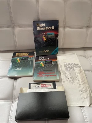 Flight Simulator II (Commodore 64, 1983) Vintage Floppy Computer Game CIB Box - Image 1 of 4