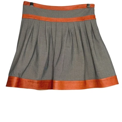 Falda de cuero espiga fina plisada estilo Diane Von Furstenberg talla 2 Foto 1 de 4