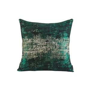 Metallic Gold Splashed Green Velvet Cushion Covers - 20x20inch, Reversed Glit... - Picture 1 of 6