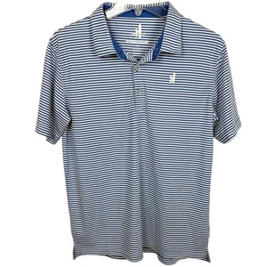 Johnnie-O Boys Short Sleeve Prepformance Polo Shirt Blue White Stripe Size 16  - Picture 1 of 11