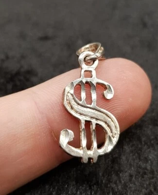Sterling 925 Silver $ American Dollar Sign Symbol Pendant Charm - Image 1 of 4
