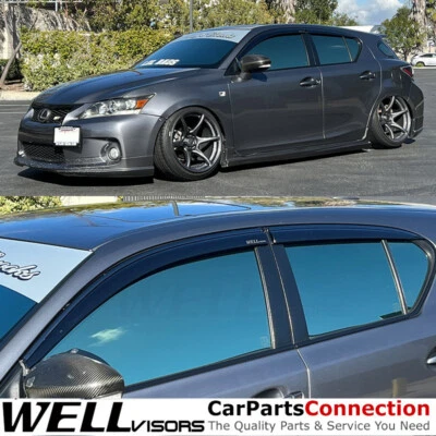 Viseras de pozo para Lexus CT200H 2011-2017 viseras de ventana deflectores borde negro Foto 1 de 4