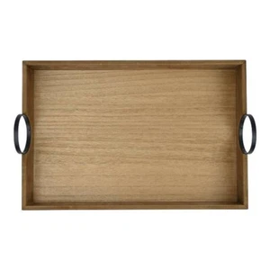 NEW Boston Warehouse 18-In Wood Serving Tray With Handles - Picture 1 of 4