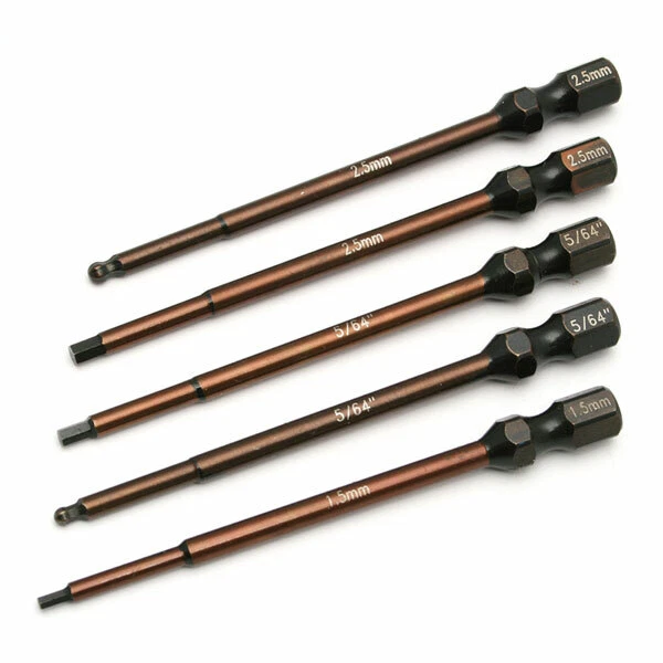 Team Associated Hex Drive Bit Set 1.5mm, 2.5mm Ball , 2.5mm, 5/64, 5/64 Ball - Image 1 of 1