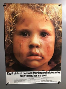 Vintage Original Health Education Council UK Poster Alkoholismus Elternschaft Kindesmissbrauch - Bild 1 von 2