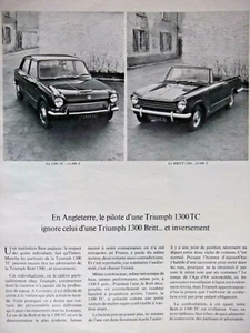 PUBLICITÉ 1969 TRIUMPH 1300 TC STYLE BRITT ROADSTER FAMILIAL - ADVERTISING - Foto 1 di 2
