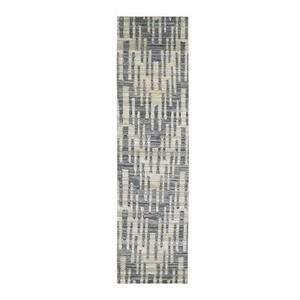 2'6"x10'4" Silk & Wool Wide Runner Zigzag with Graph Design Hand Made Rug G66532 - Picture 1 of 7