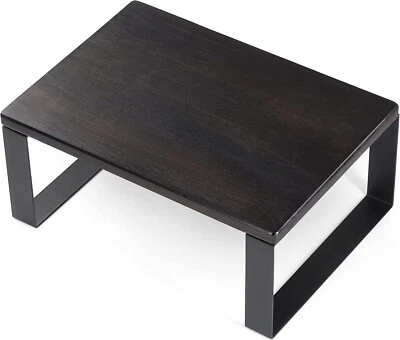 Wooden Step Stool Portable Walnut with Metal Frame - Image 1 of 4