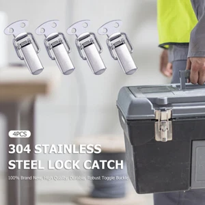 T# 4pcs Suitcase Hasps Stainless Steel Toggle-type Duck-mouth Buckle Hardware To - Picture 1 of 11