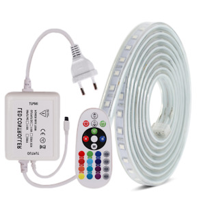 RGB LED Streifen 230V Dimmbar Leiste Band Strip Lichterkette Lichtschlauch Außen