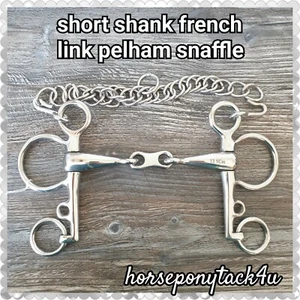 SMALL PONY SHORT SHANK FRENCH LINK PELHAM SNAFFLE BIT 4.5 TO 5.5 INCH - Picture 1 of 3