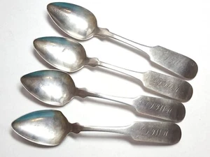 Set of 4 New York c.1830 Coin Silver Dinner Spoons by John Atkins X164C - Imagen 1 de 5