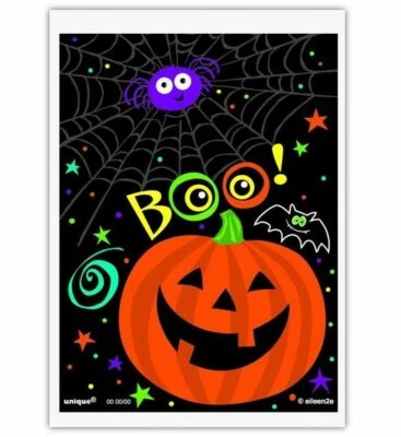 UNIQUE 50 Halloween Pumpkin Pals Cello Cellophane Party Favour Sweet Biscuit Gift Bags