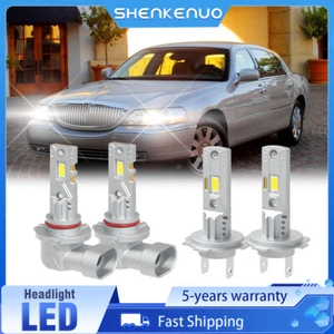 4X 9005+H7 LED Headlight Bulbs High/Low Beam Kit For Lincoln Town 2003-2011 - Picture 1 of 15