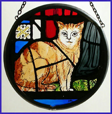 Julian's Cat Mystic Anchoress Norwich Cathedral 2.5  Stained Glass Roundlet • 12.74€