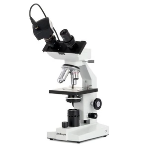 AmScope B100 40X-2000X Binocular Compound LED Microscope + 1.3MP Eyepiece Camera - Picture 1 of 12