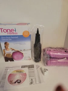 Tone Fitness 55cm Burst Resistant Exercise Ball, DVD, Pump & Workout Chart  - Picture 1 of 8