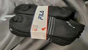 FILA Athletic Quarter Socks 6Pk Black Arch Support, Cushioned, Fits Shoe Sz 8-12 - Picture 1 of 3