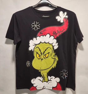 The Grinch as Santa Black Christmas T-Shirt Size: Medium Cotton Blend *NEW* - Picture 1 of 9