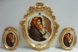 Capodimonte Virgin Mary with Child wall decor (set 3 Frames) - Picture 1 of 1