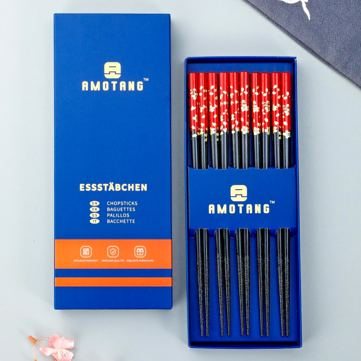 Kenpal Wiederverwendbare Holz-Essstäbchen Im Geschenk-Set – 2er Pack Mit Ablage, Spülmaschinenfest Für Sushi & Mehr