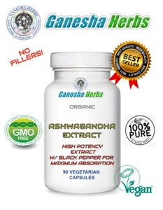 Organic ASHWAGANDHA ROOT Highest Potency & Enhanced Absorption 90 Capsules - Picture 1 of 2