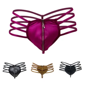 Perizoma uomo erotico perizoma cerniera intimo lingerie tinta unita mutandine marsupio - Foto 1 di 10