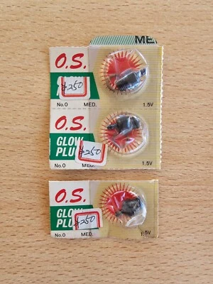 3x Vintage OS Glow Plug No. 0 Medium - Image 1 of 2