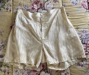 Antique Vintage 1920s 1930s Men's Striped Silk Boxer Shorts Underwear Buttonfly - Picture 1 of 14