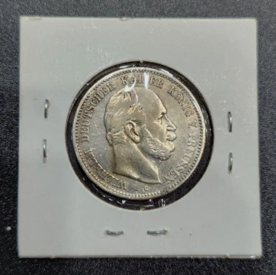 1876-C German States 2 Marks - Better Grade - Old Cleaning - Corrosion Spot - Image 1 of 4