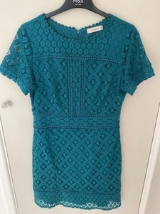 OASIS TEAL LACY LINED DRESS SIZE M - Picture 1 of 3