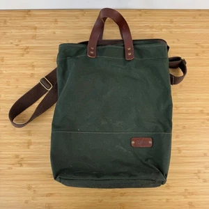 Alban Umhängetasche gewachstes Canvas braun Lederriemen grün Beuteltasche Crossbody - Bild 1 von 11