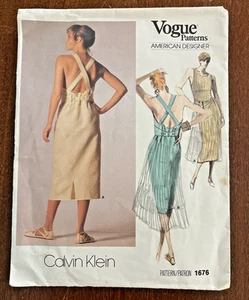 Vintage Vogue Sew Pattern 1676 Size 10 Calvin Klein Dress American Designer Cut - Picture 1 of 5