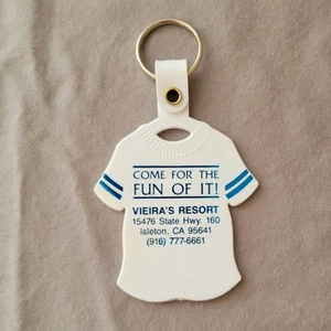 Vieira's Resort Plastic Keychain White Shirt Shaped Isleton California Key Chain - Picture 1 of 2