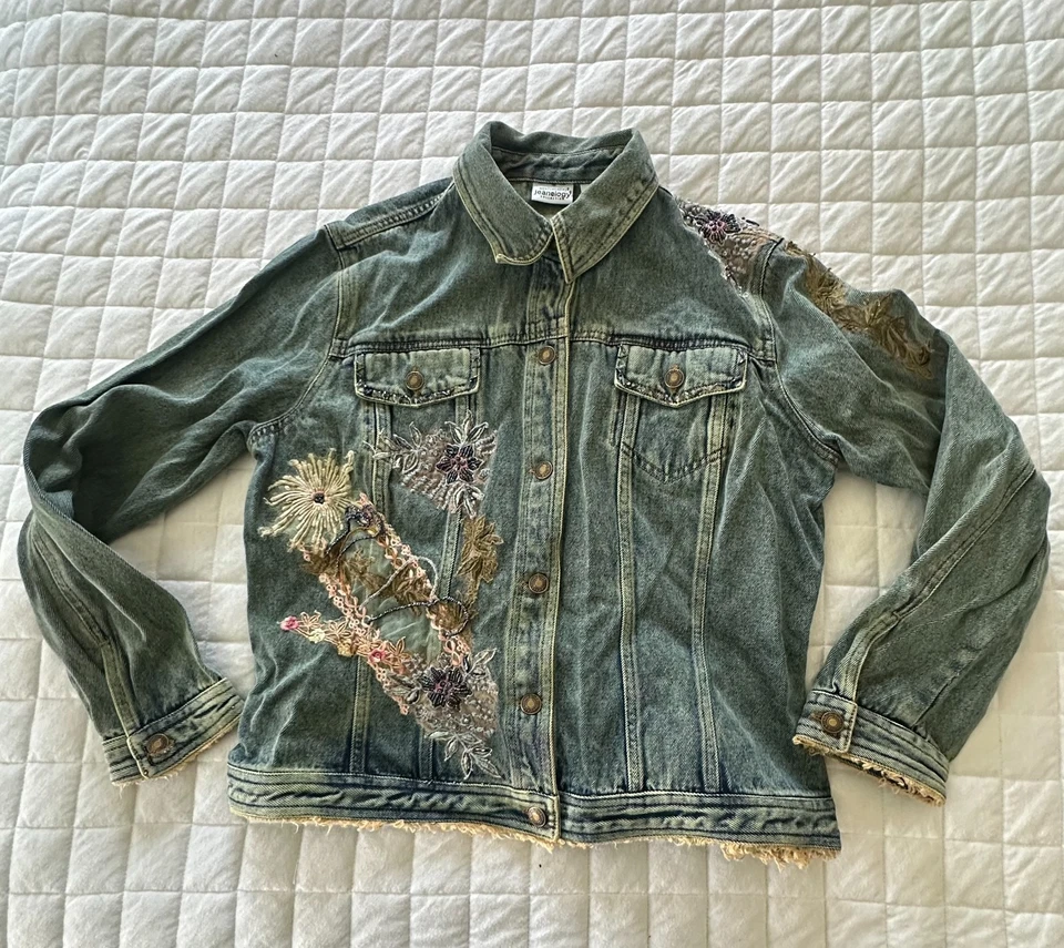 JEANOLOGY NEWPORT новости женская куртка 16 украшенный джинсовой ткани ретро Artsy богемное шик - Изображение 1 из 4