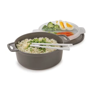 PrepSolutions 4-Piece Microwave Ramen Bowl To-Go, Gray - Includes Soup Spoon,... - Picture 1 of 7
