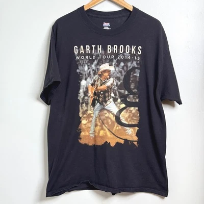 Camiseta Garth Brooks World Tour 2014 15 negra gráfica para hombre XL Hanes Beefy Tee Foto 1 de 4