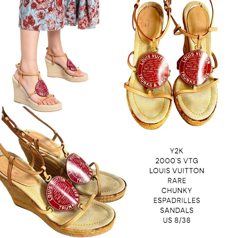 Y2K SANDALIAS CUÑA ALPARGATA GRUESA COLECCIÓN CRUCERO LOUIS VUITTON RARAS 8/38 Foto 1 de 4