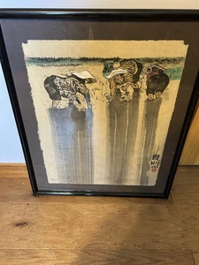 VINTAGE ORIENTAL SIGNED FRAMED WOMEN IN RICE FIELD PAINTING WITH FREE SHIPPING - Picture 1 of 10