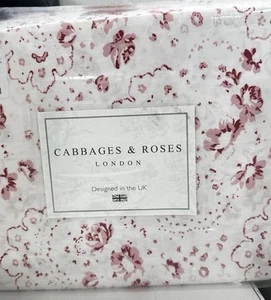 Cabbages & Roses New Penny Raspberry KING Floral Sheet Set Cotton - Picture 1 of 3