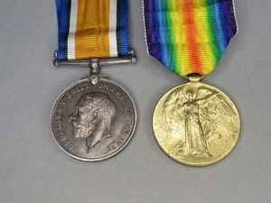 KIA WWI British Army Medal Pair GUNNING Monmouth Regiment SWB - Picture 1 of 6